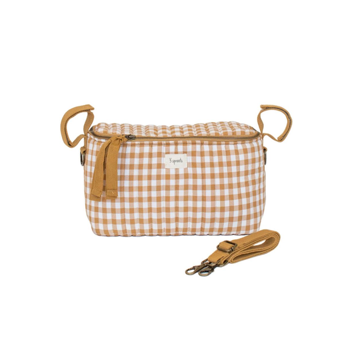 Pusletaske til barnevogn/klapvogn - Mustard Gingham