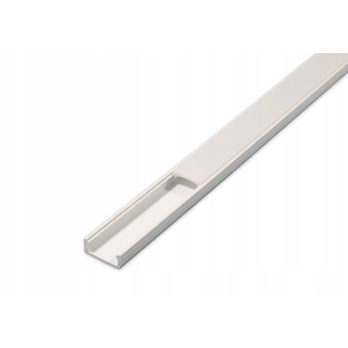 PVC profil 16x7 til LED strip - 2 meter, hvid, inkl. mælkehvidt cover