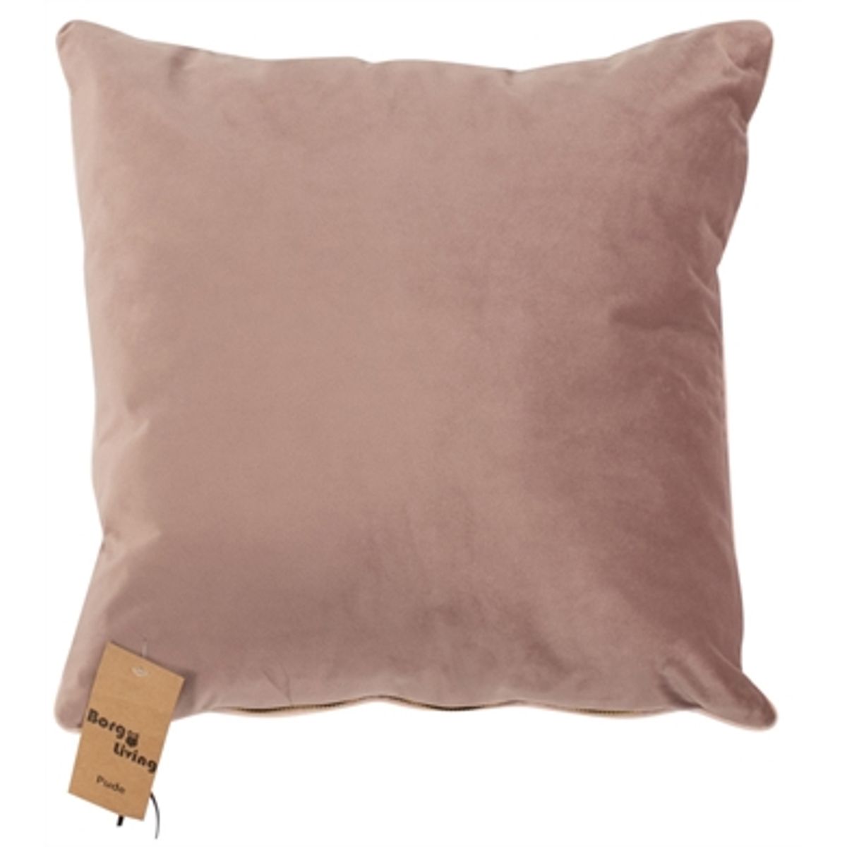 Pyntepude - 45x45 cm - Ensfarvet lys rosa - Velour - Borg Living