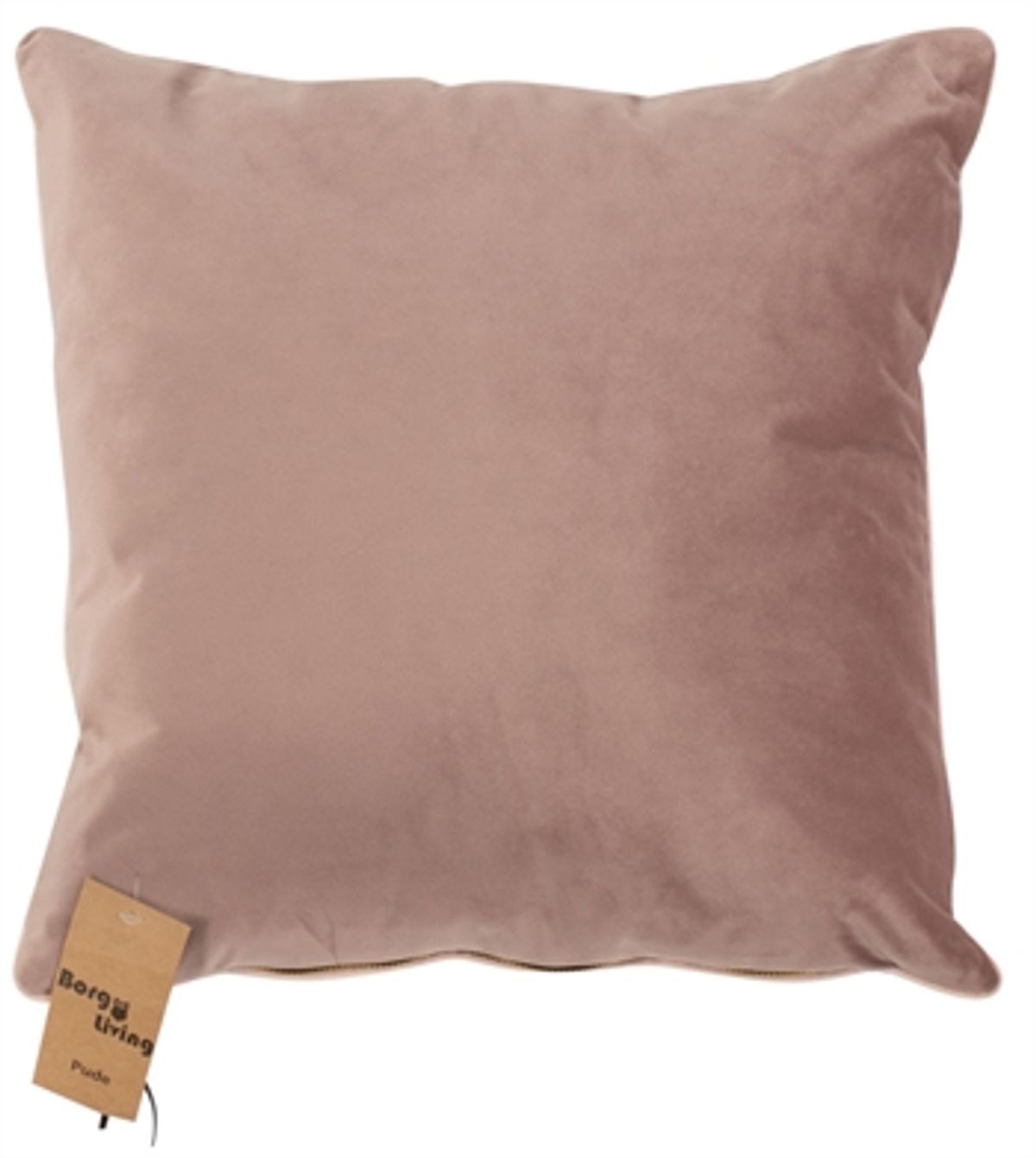 Pyntepude - 45x45 cm - Ensfarvet lys rosa - Velour - Borg Living