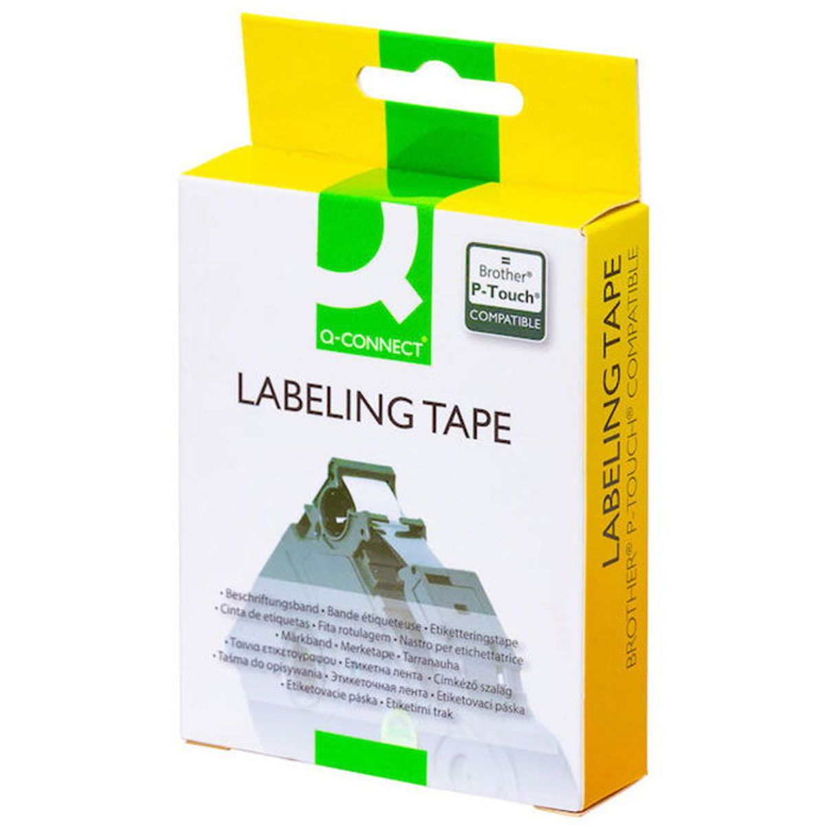 Q-connect ekstra stærkt klæbende Tze-tape KF18868 sort;hvid 12 mm x 8 m