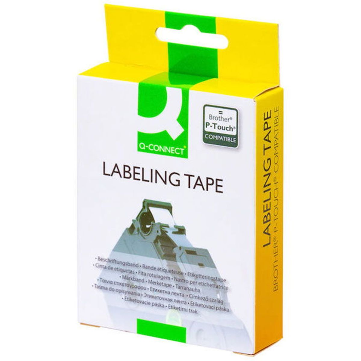 Q-connect lamineret Tze-tape KF18870 sort;hvid 36 mm x 8 m