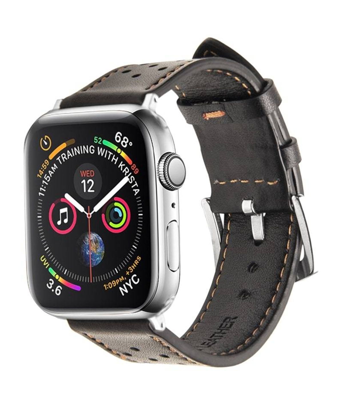 QIALINO - Buckle - Apple Watch 41/40/38mm Series 7,6,5,4,3,2,1 - Ægte læder rem - Sort