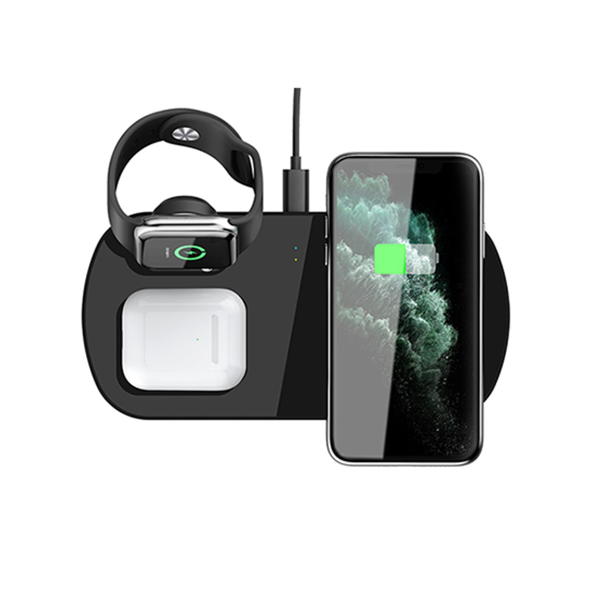 QISmart&trade; | 3-i-1 Quick Charge 3.0 Trådløs Ladestation 22,5W - Sort