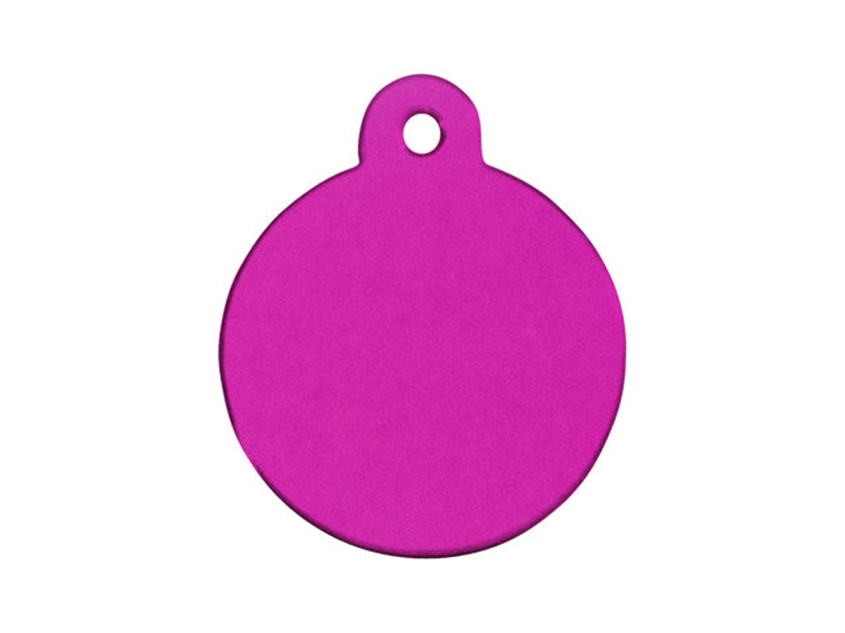 Qpet - Cirkel pink hundetegn - Stor - ID-tags til kæledyr