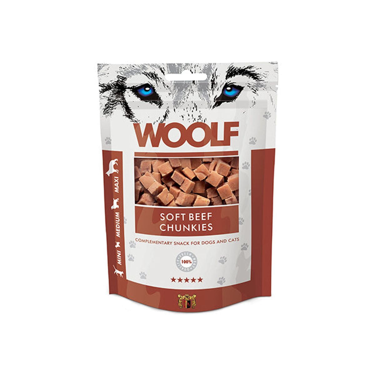 Qpet - Woolf Okse Chunkies 100g, Kornfri, lavt fedtindhold - Hundegodbidder - Alt til Hunden