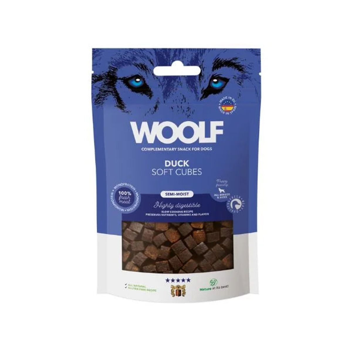 Qpet - Woolf Soft Cubes Duck 100g - Hundegodbidder