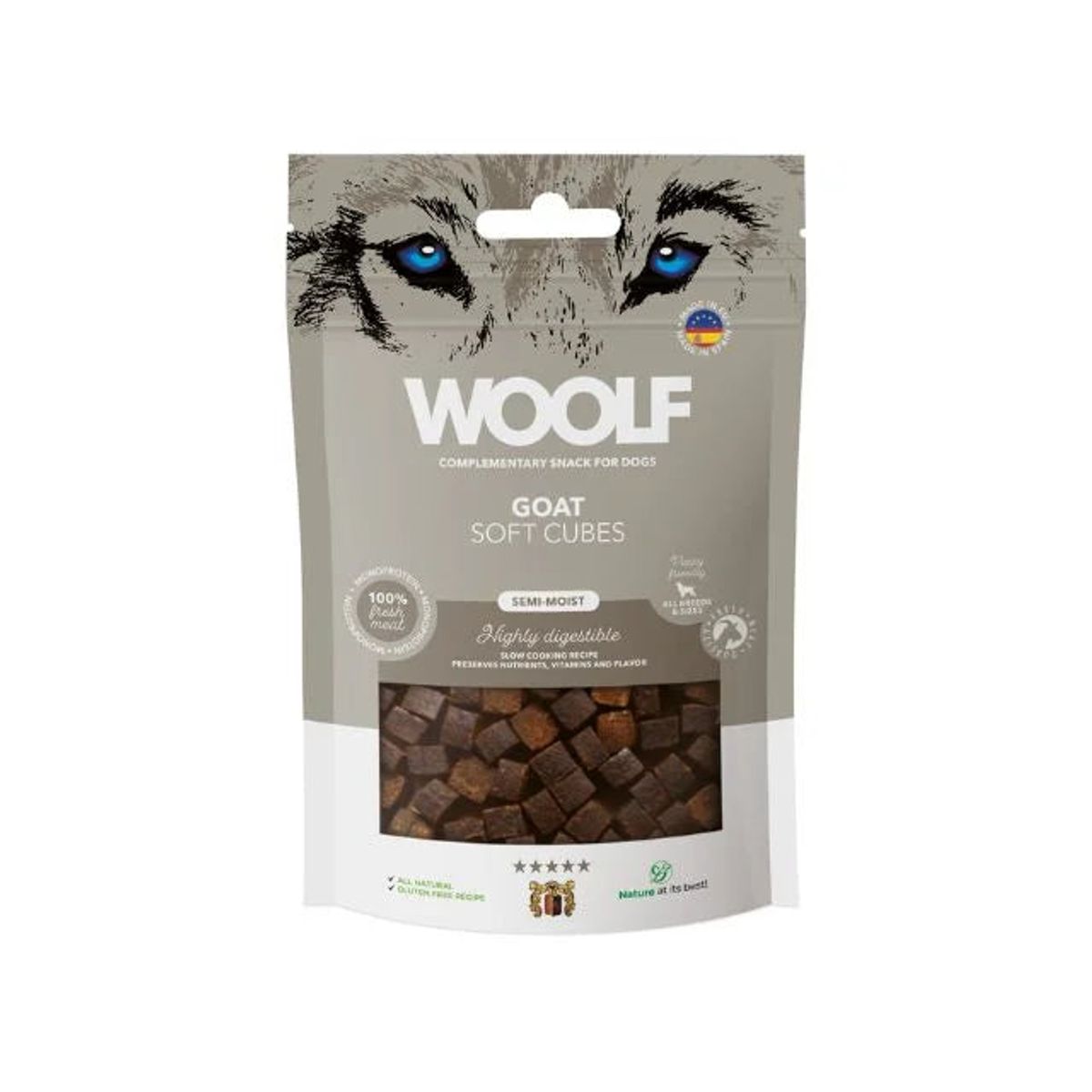 Qpet - Woolf Soft Cubes Goat 100g - Hundegodbidder - Alt til Hunden