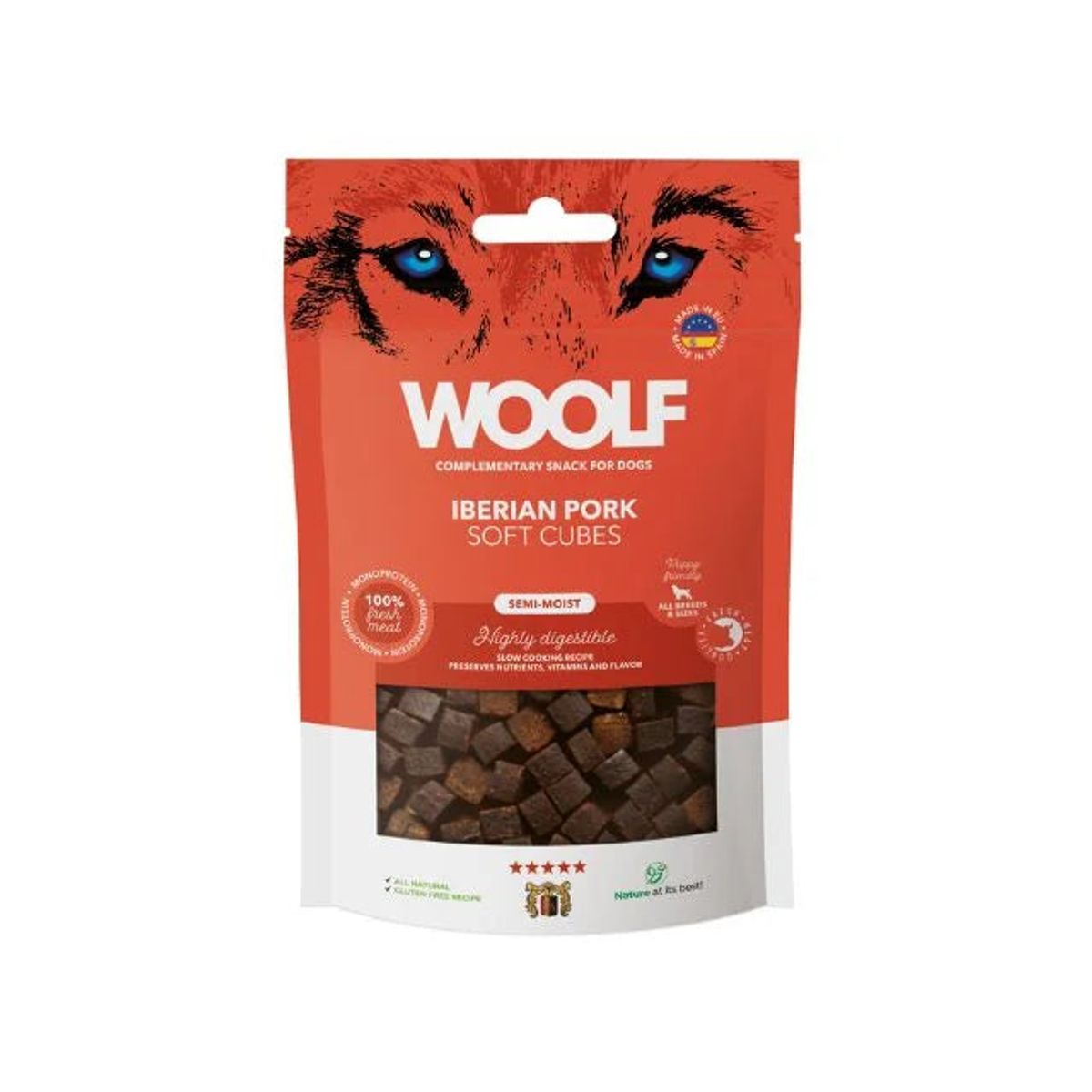 Qpet - Woolf Soft Cubes Iberian Pork 100g - Hundegodbidder