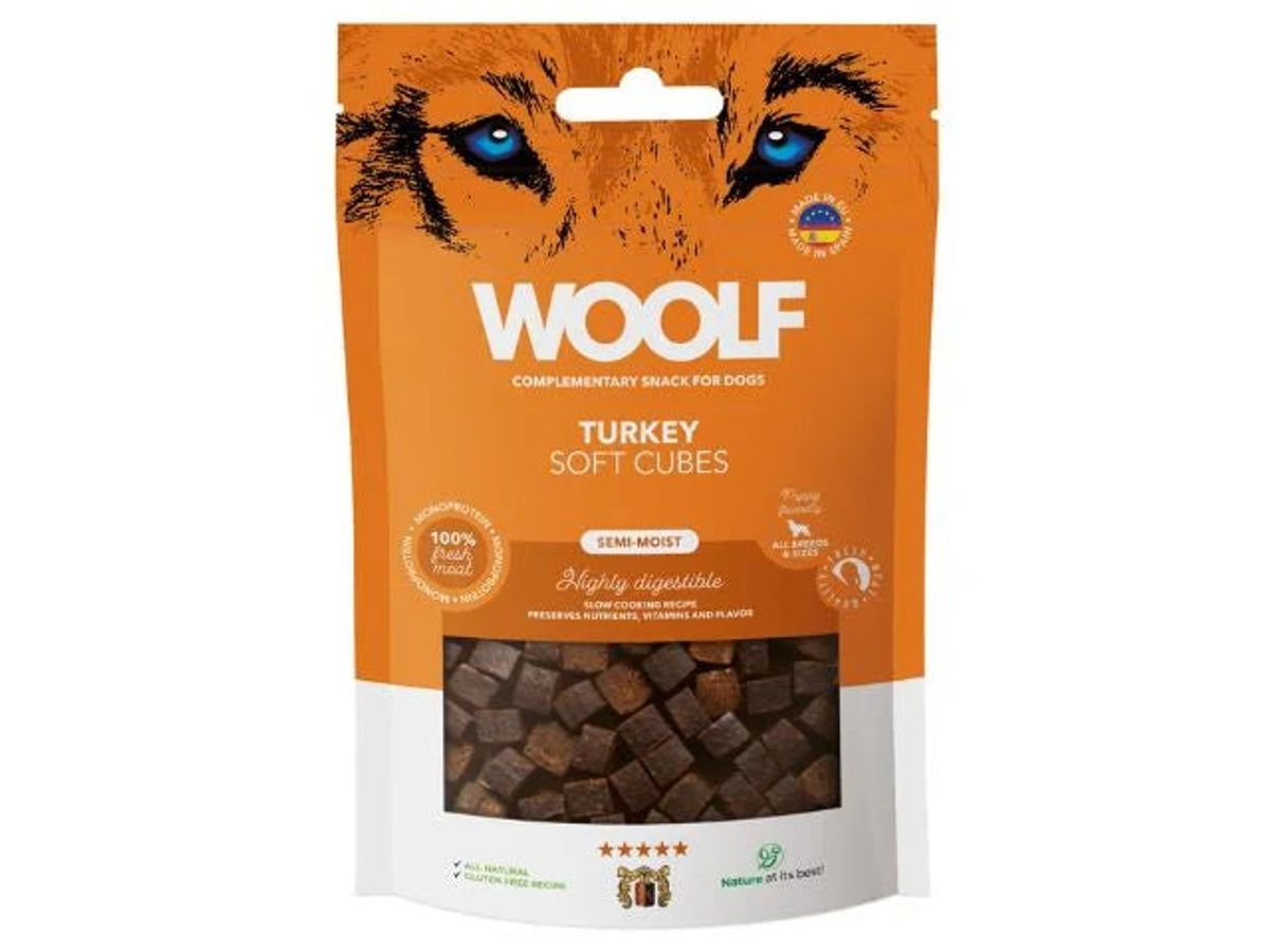 Qpet - Woolf Soft Cubes Turkey 100g - Hundegodbidder