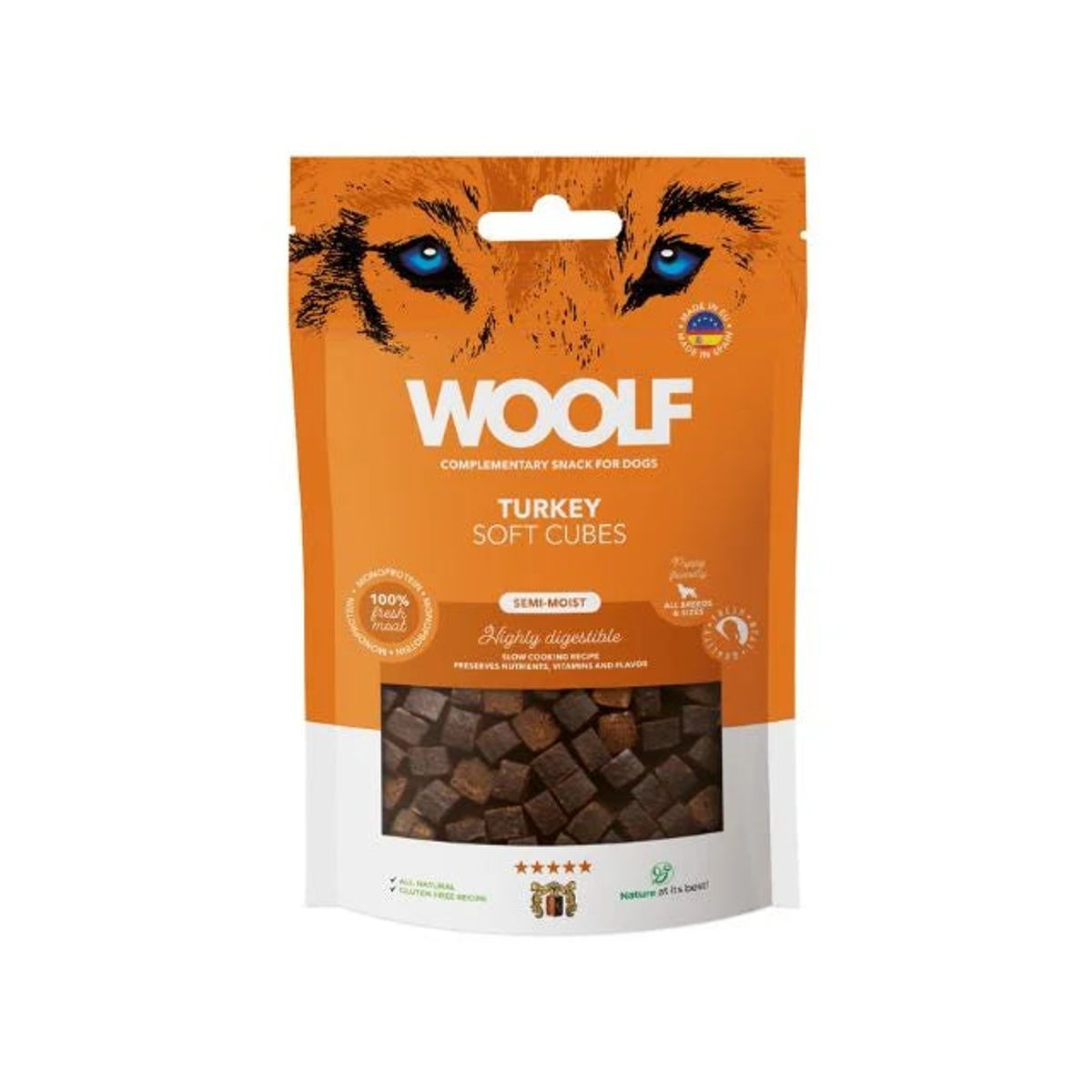 Qpet - Woolf Soft Cubes Turkey 100g - Hundegodbidder - Alt til Hunden