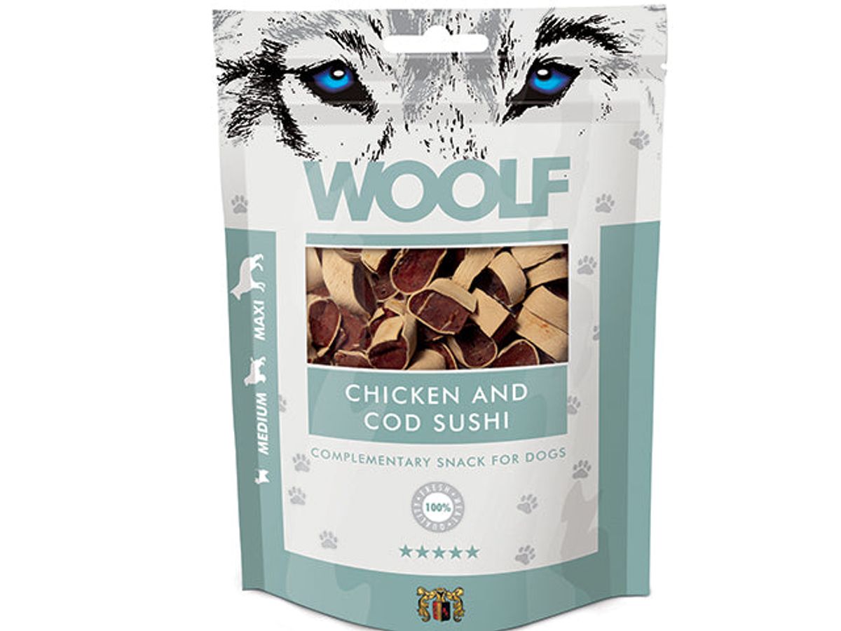 Qpet - Woolf Sushi med Kylling og Torsk 100g Hundegodbidder - Hundegodbidder