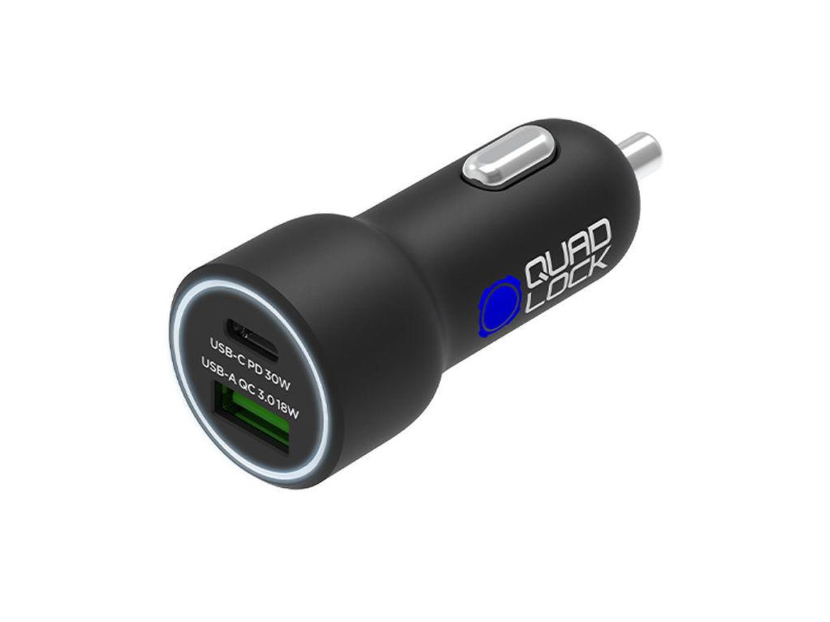 Quad Lock - Dual Car charger - USB-C PD + USB-A-QC 3.0