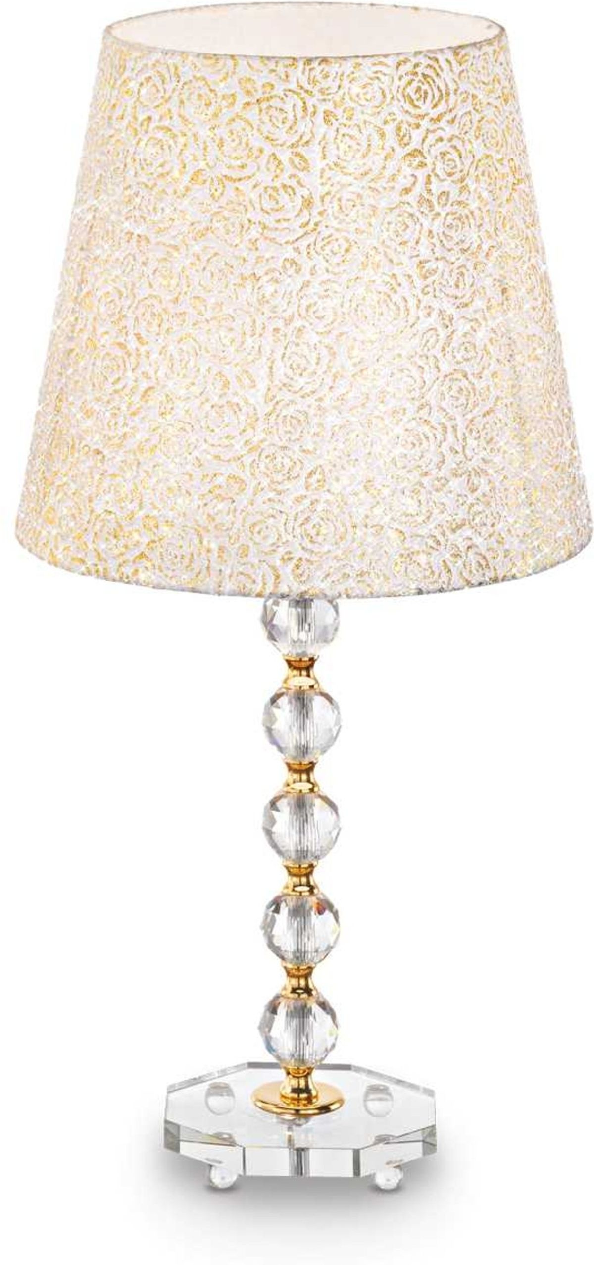 Queen, Bordlampe, E27 max 1 x 60W, E27, guld/gennemsigtig, metal, glas, stof, Ø350xH675mm