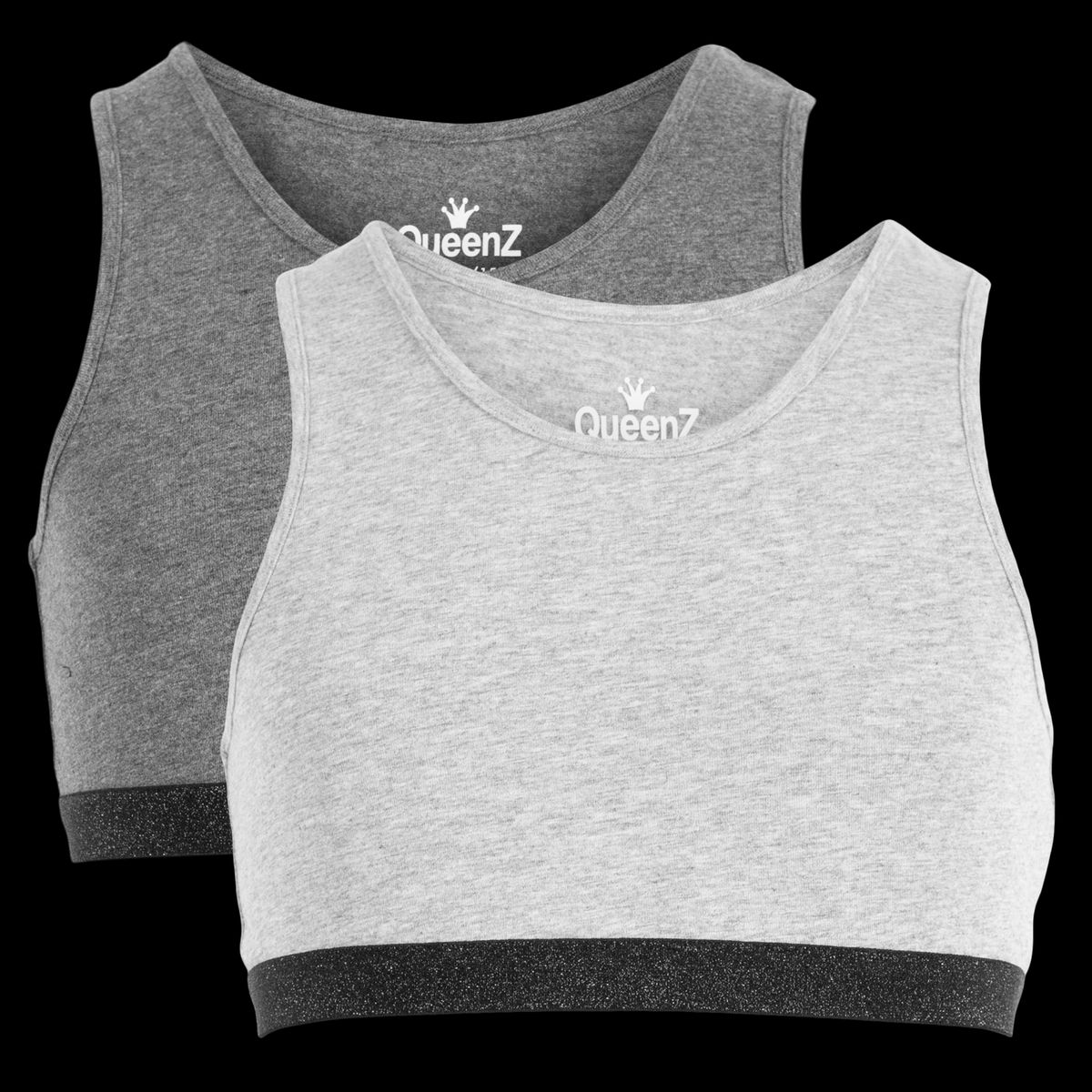 Queenz Uno Pige Top - Grey Melange - 158/164