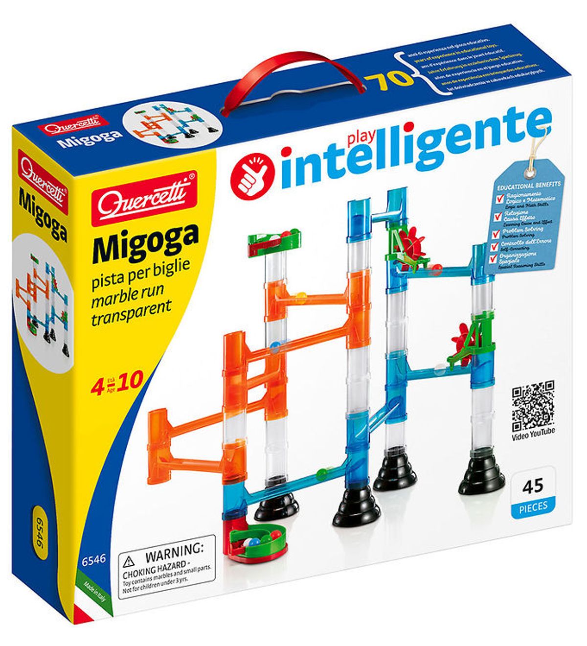 Quercetti Kuglebane - Migoga Marble Run Transparent - 45 Dele -