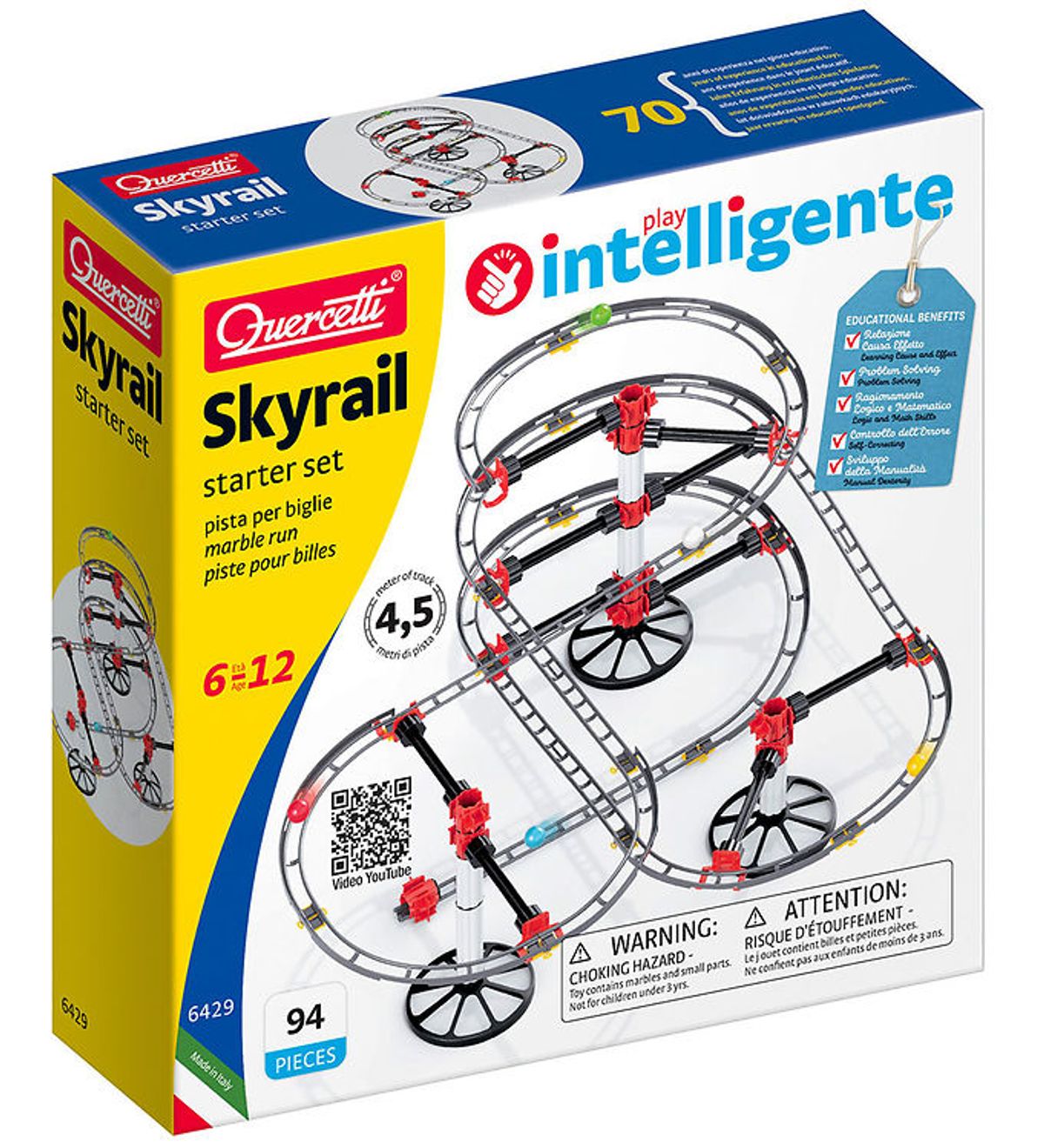 Quercetti Kuglebane - Skyrail Starter Set Rollercoster - 94 Dele