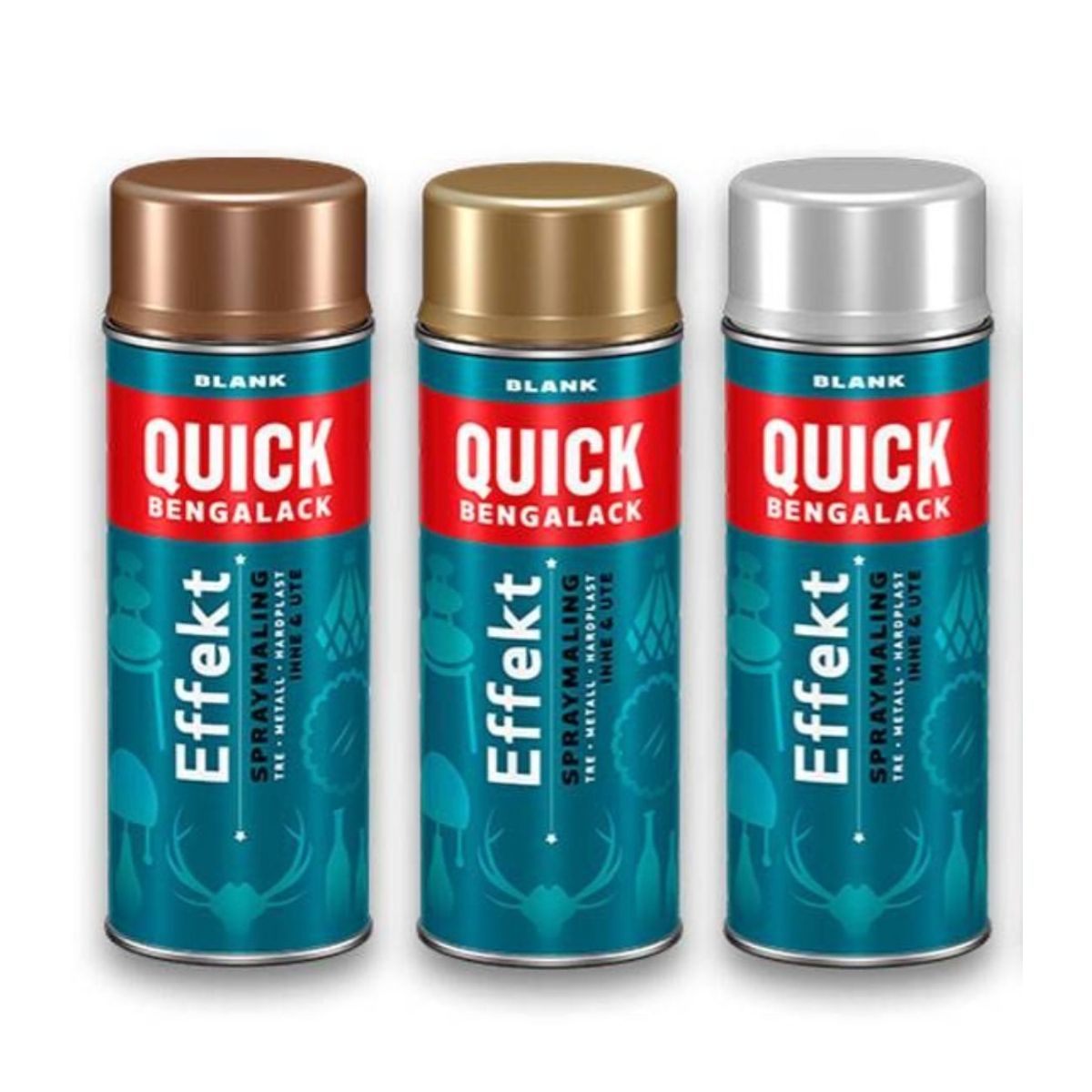 Quick Bengalack Effektspray - Guld, Sølv, Kobber - 400 ML - Spraymaling