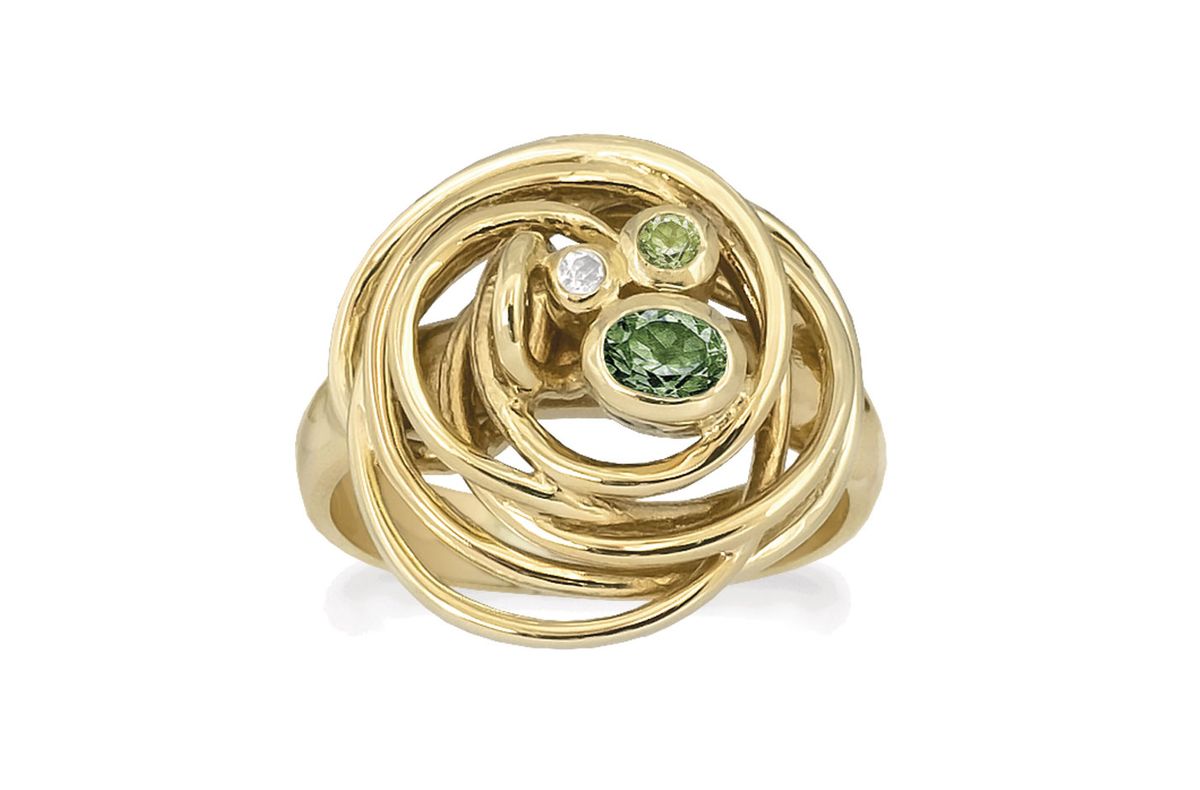 Rabinovich Curlicue Ring i Forgyldt Sølv med Peridot, Kvarts Og Topas