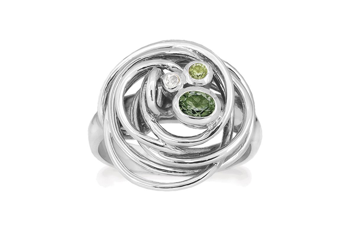 Rabinovich Curlicue Sterling Sølv Ring med Kvarts, Peridot Og Topas