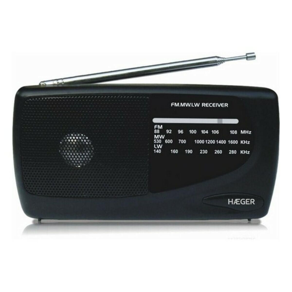 Radio AM/FM Haeger PR-TRI.002A Sort