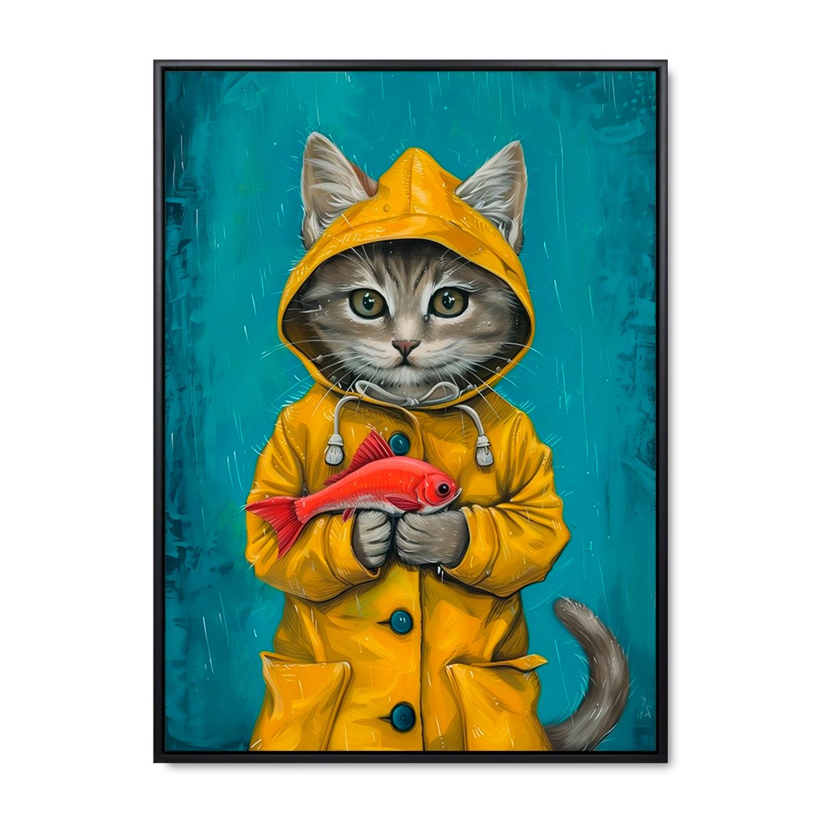 Raincoat Catitude - 100x140 cm. - Sort ramme