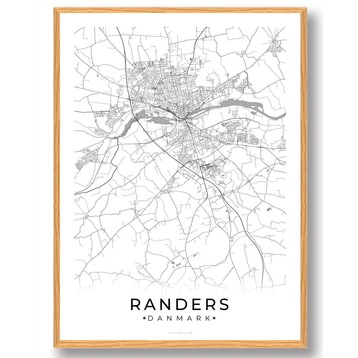 Randers by plakat - hvid (Størrelse: M - 30x40cm)