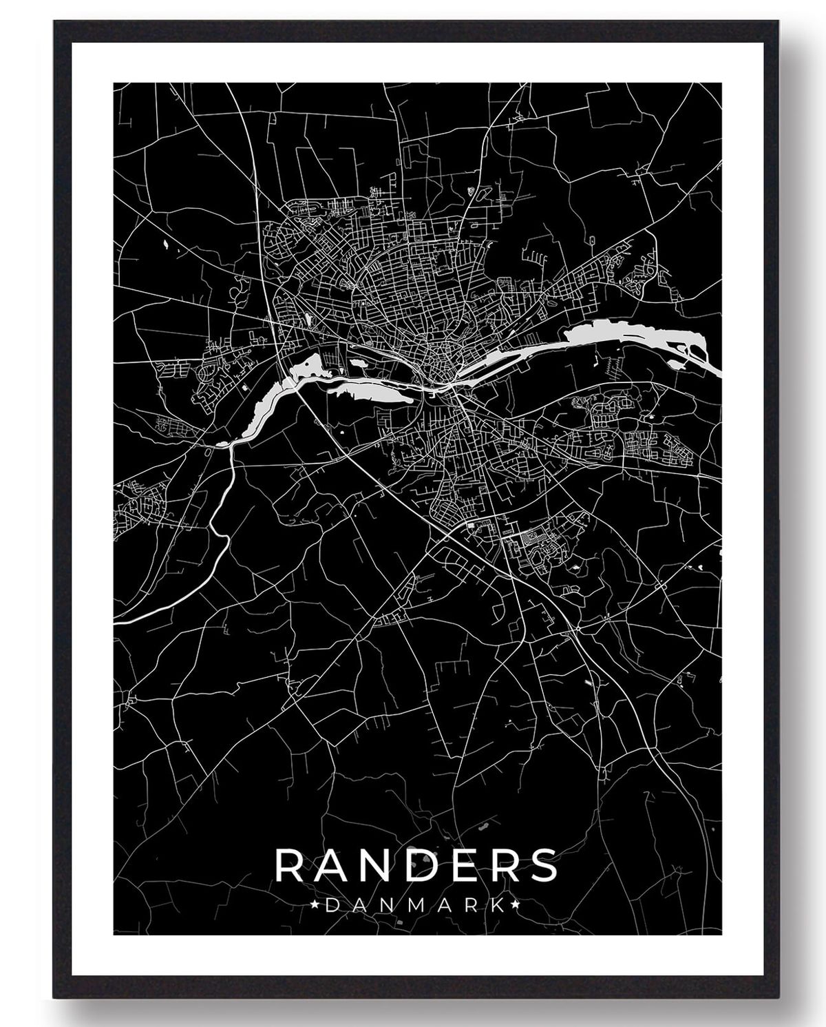 Randers by plakat - sort (Størrelse: M - 30x40cm)