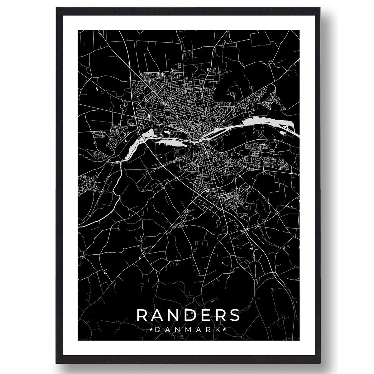 Randers by plakat - sort (Størrelse: S - 21x29,7cm (A4))