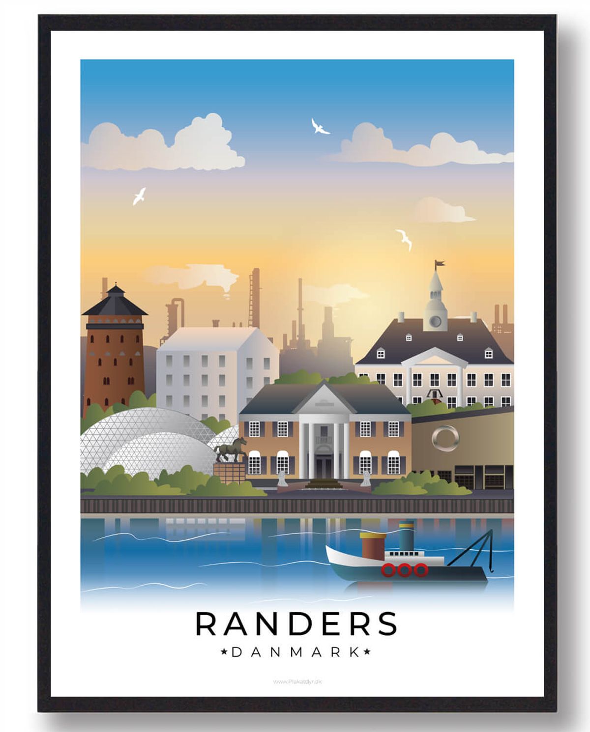 Randers byplakat med hvid kant (RESTPARTI) (Størrelse: M - 30x40cm)