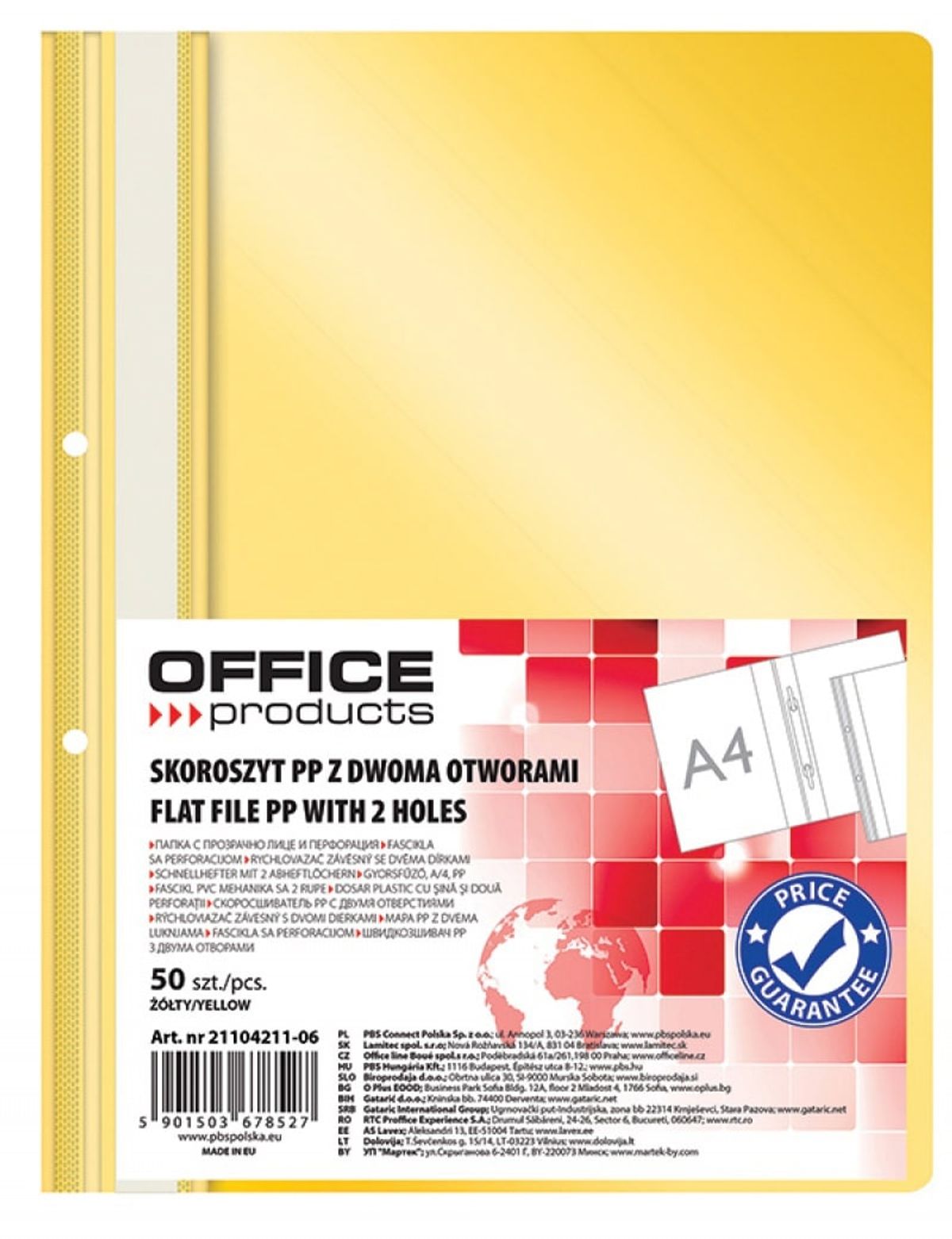 Rapportmappe A4 Gul Transparent Forside 50 stk.