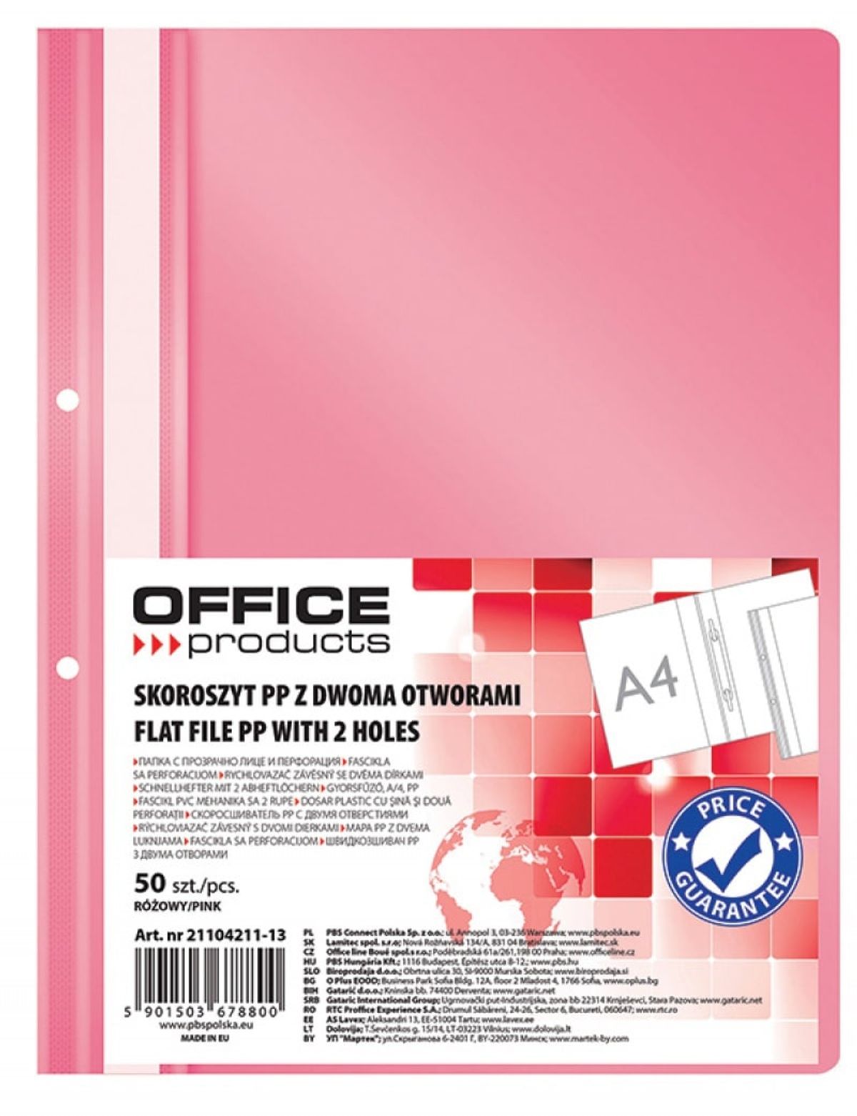 Rapportmappe A4 Pink Polypropylen 50 stk.