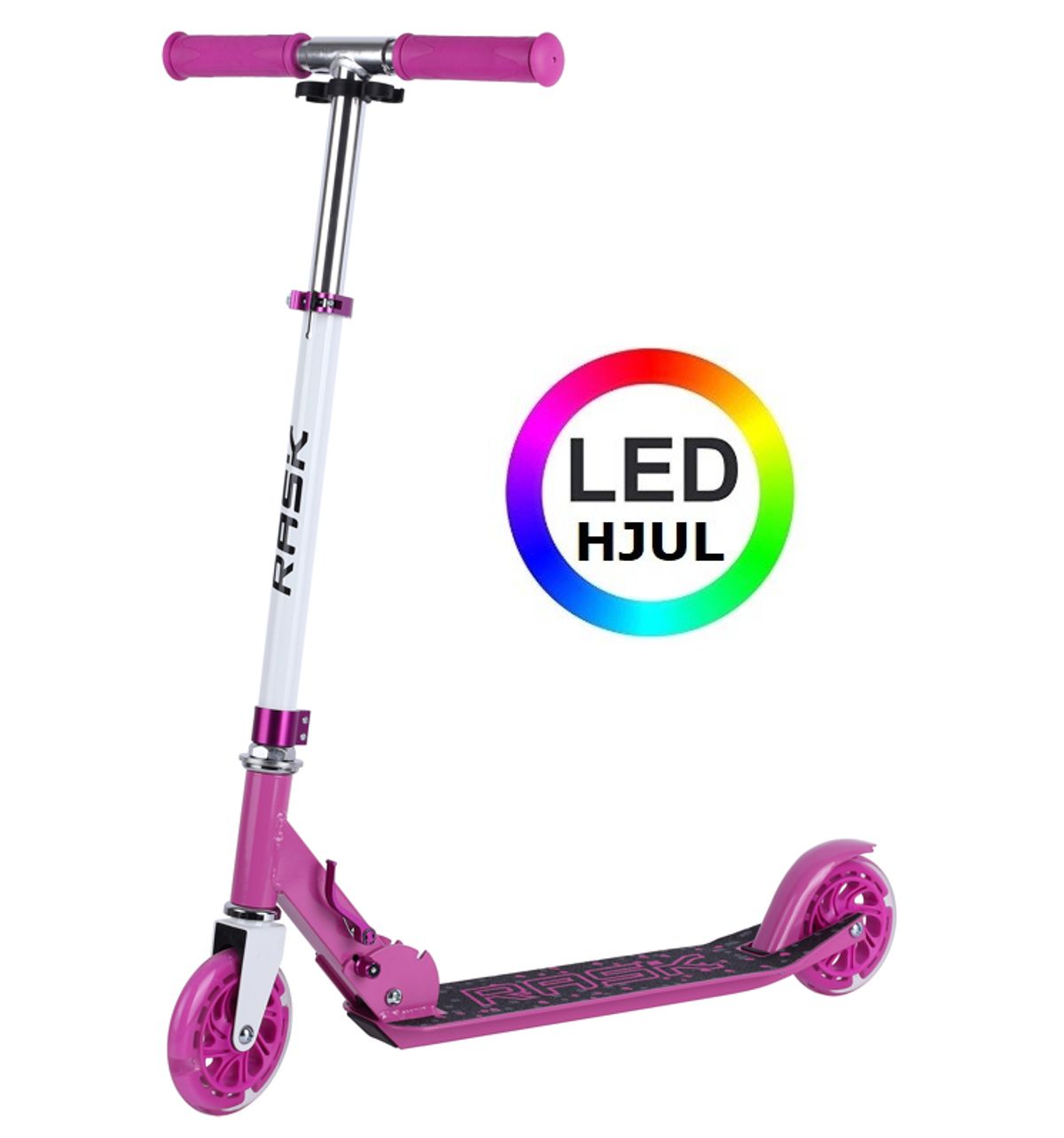 RASK 120 mm Pink løbehjul - Med LED-lys i hjulene - HURTIG LEVERING - Til børn fra 4 år