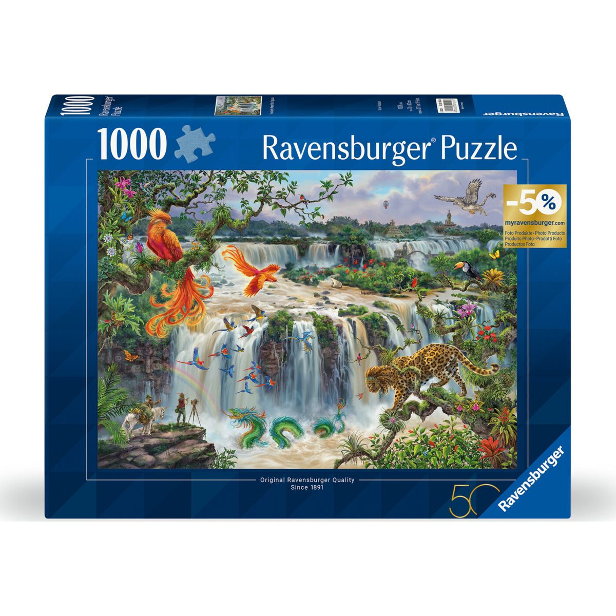 Ravensburger Puslespil - 1000 Brikker - Iguazu Vandfaldet