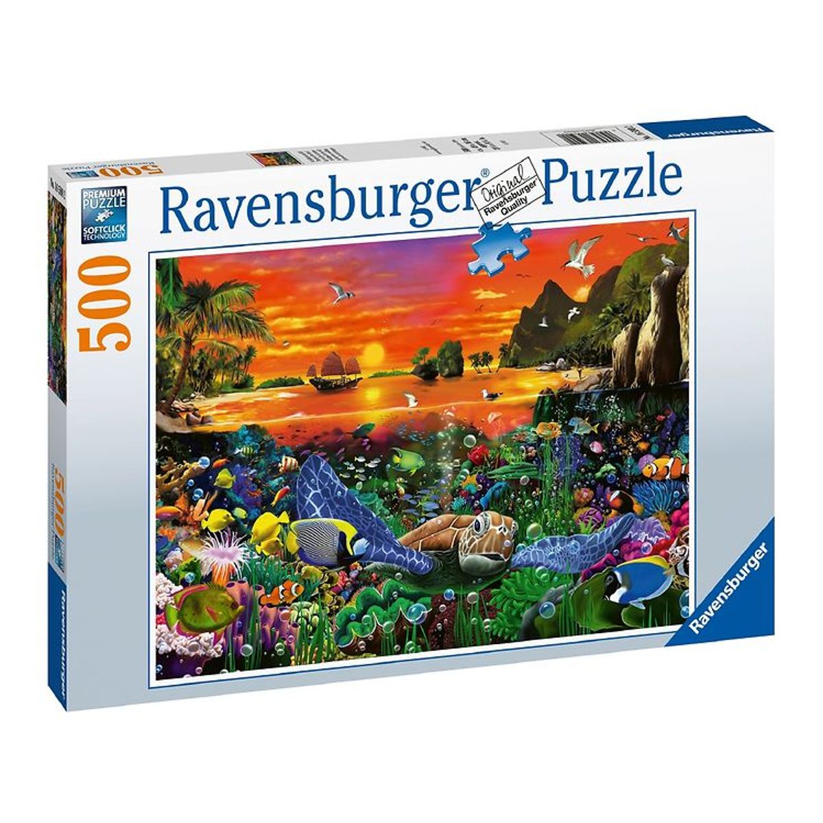 Ravensburger Puslespil - 500 Brikker - Turtle In The Reef