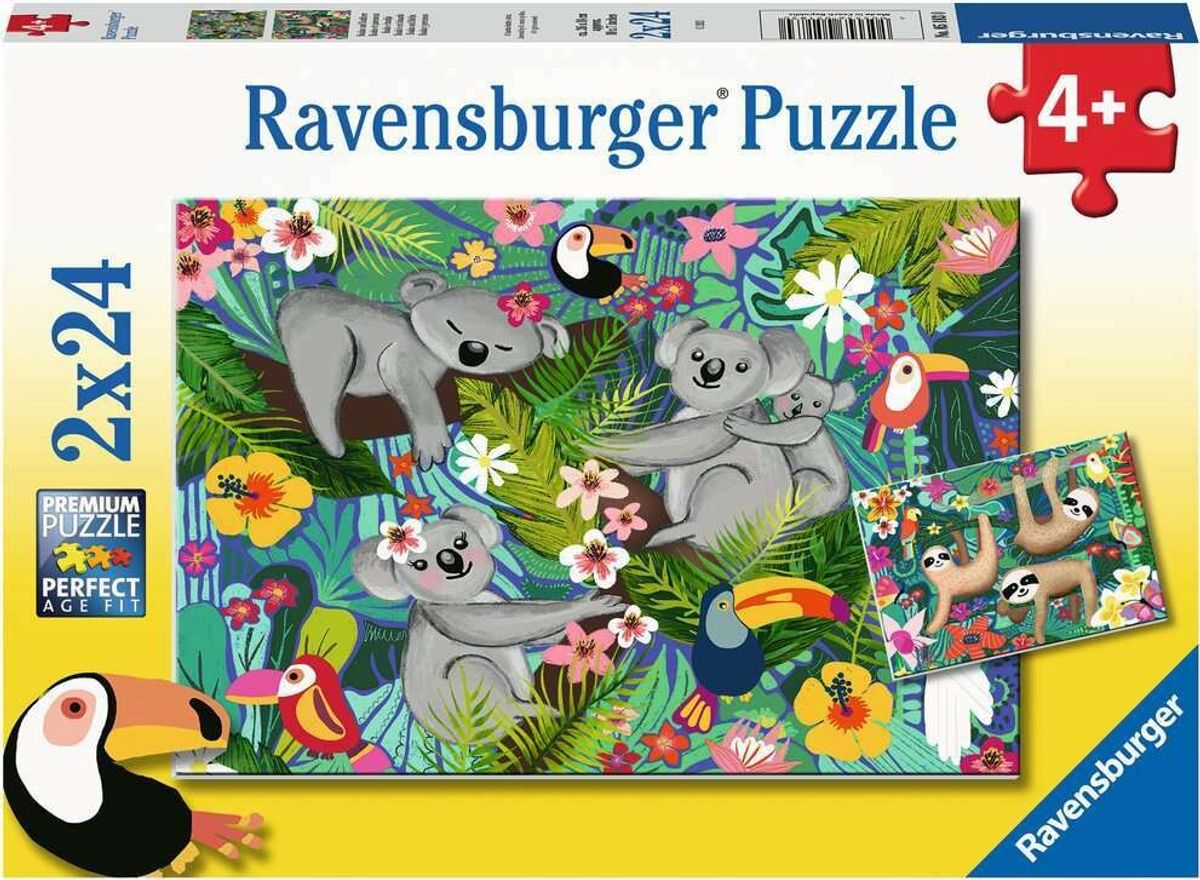 Ravensburger Puslespil - Koalaer Og Dovendyr - 2x24 Brikker