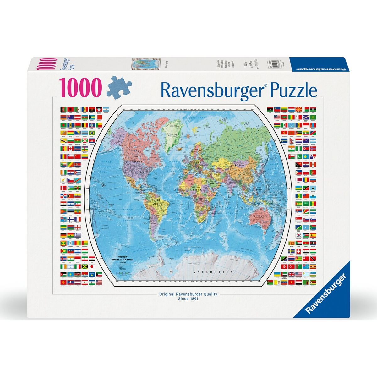 Ravensburger Puslespil - Political World Map - 1000 Brikker