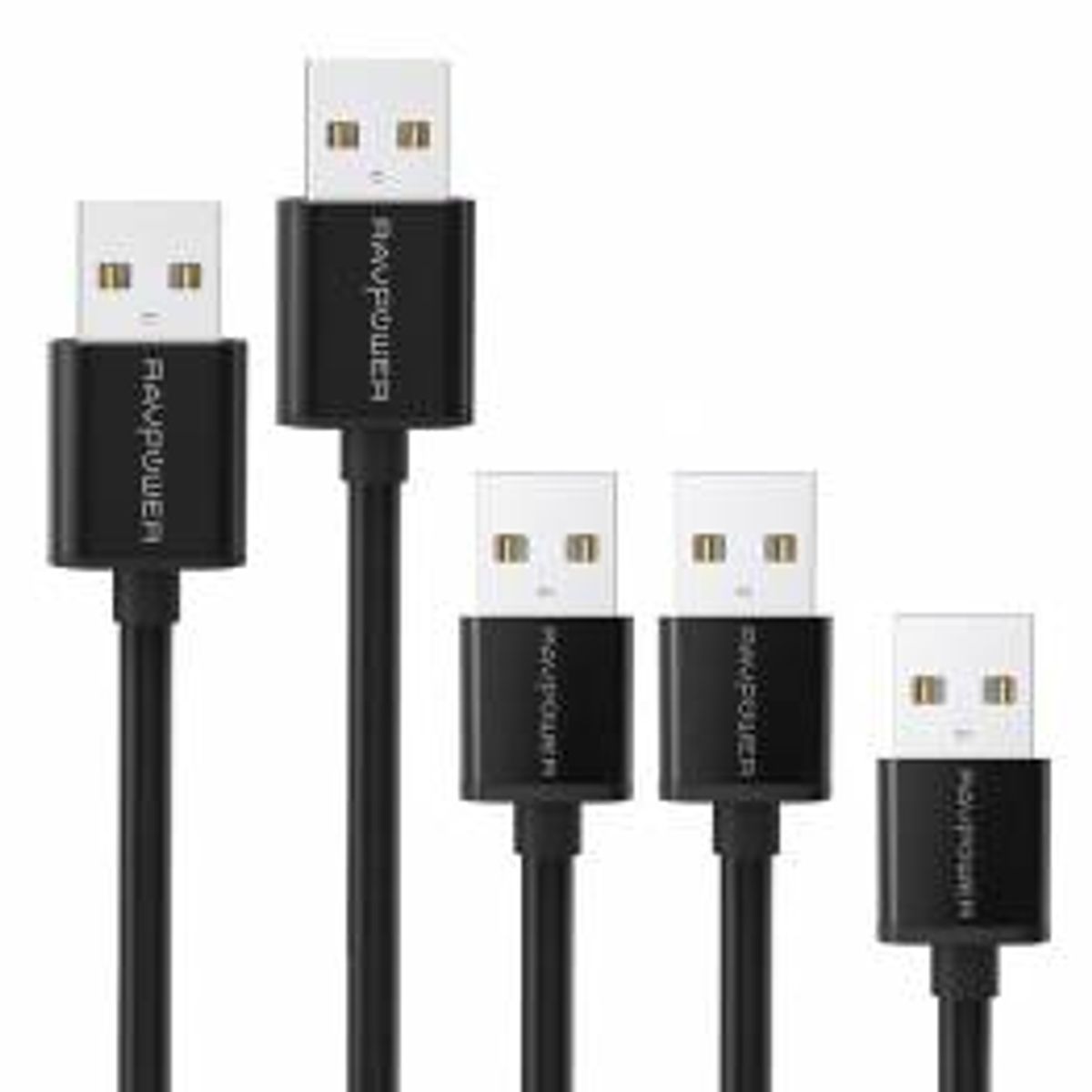 RAVPower 5 x USB 2.0 til Micro USB Cables (0.3 m + 2 x 0.9 m + 1.8 m + 3.0 m), Black