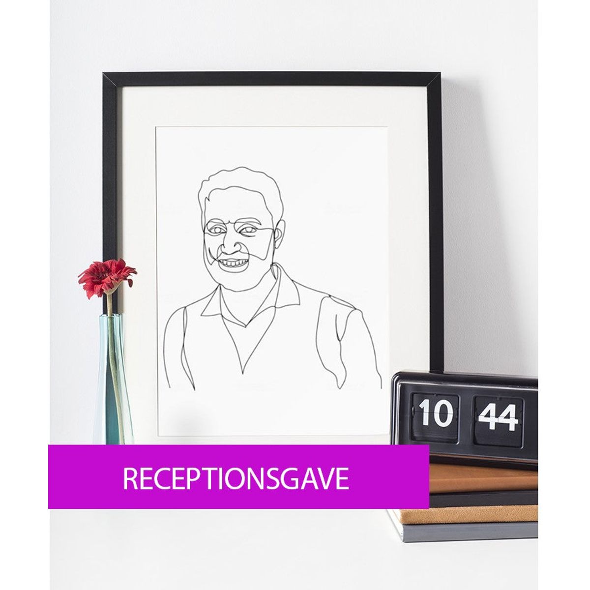 Receptionsgave - line art tegning efter dine fotos