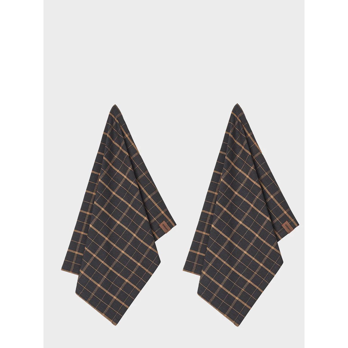 Recycled Cotton Tea Towel - 2 pack - Brown Plaid