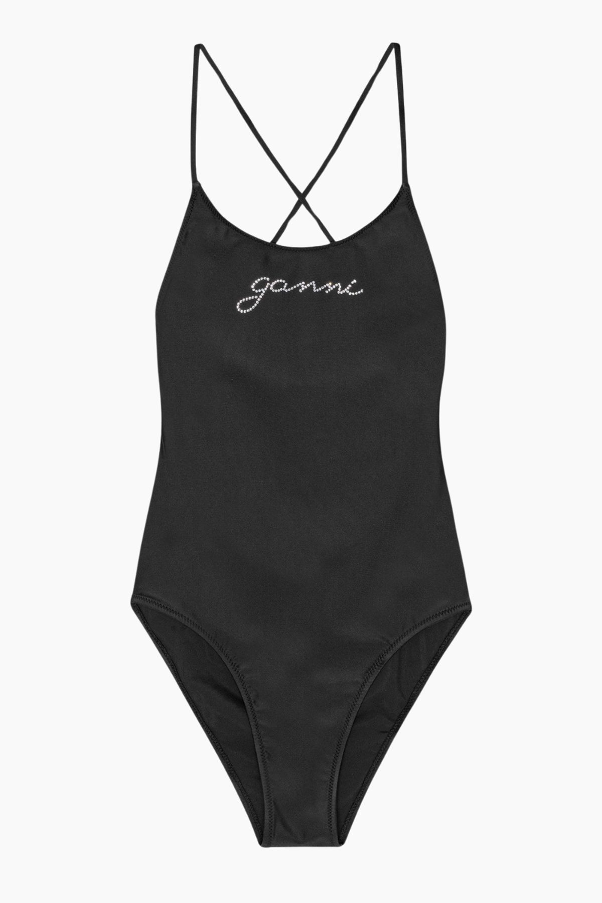 Recycled Graphic Tie String Swimsuit A6064 - Black - GANNI - Sort L