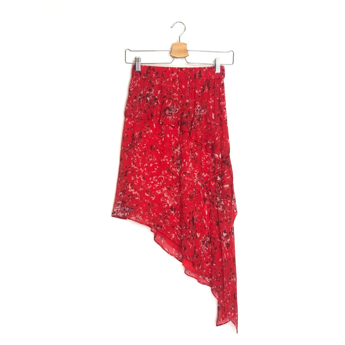 Red Asymmetric Floral-print Georgette BLINK Skirt / IRO - S