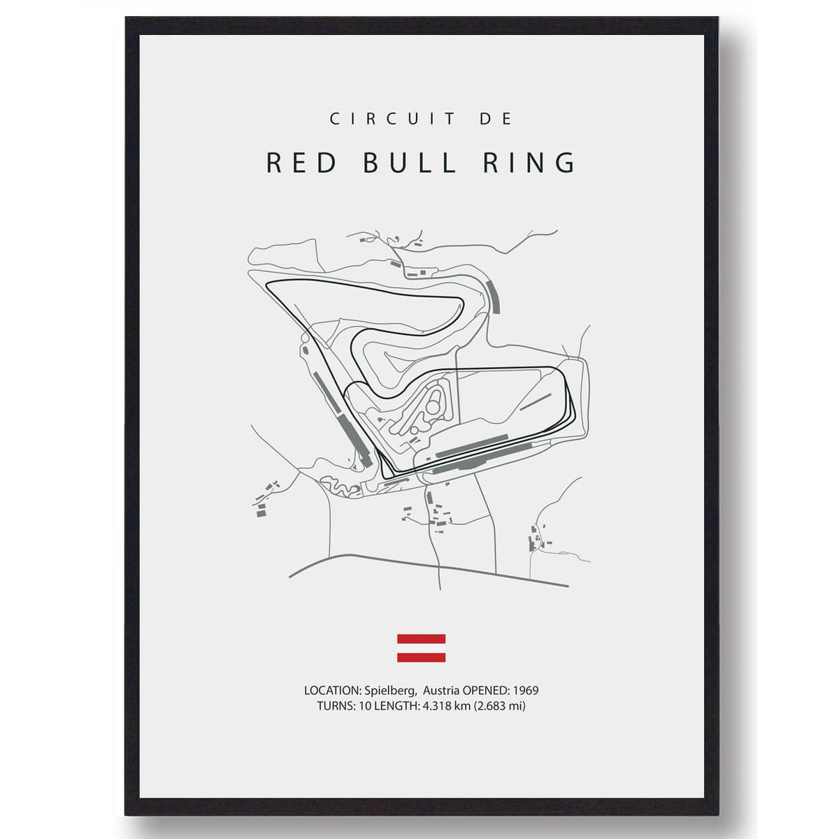 Red Bull Ring - Formel 1 lys plakat (Størrelse: L - 50x70cm (B2))