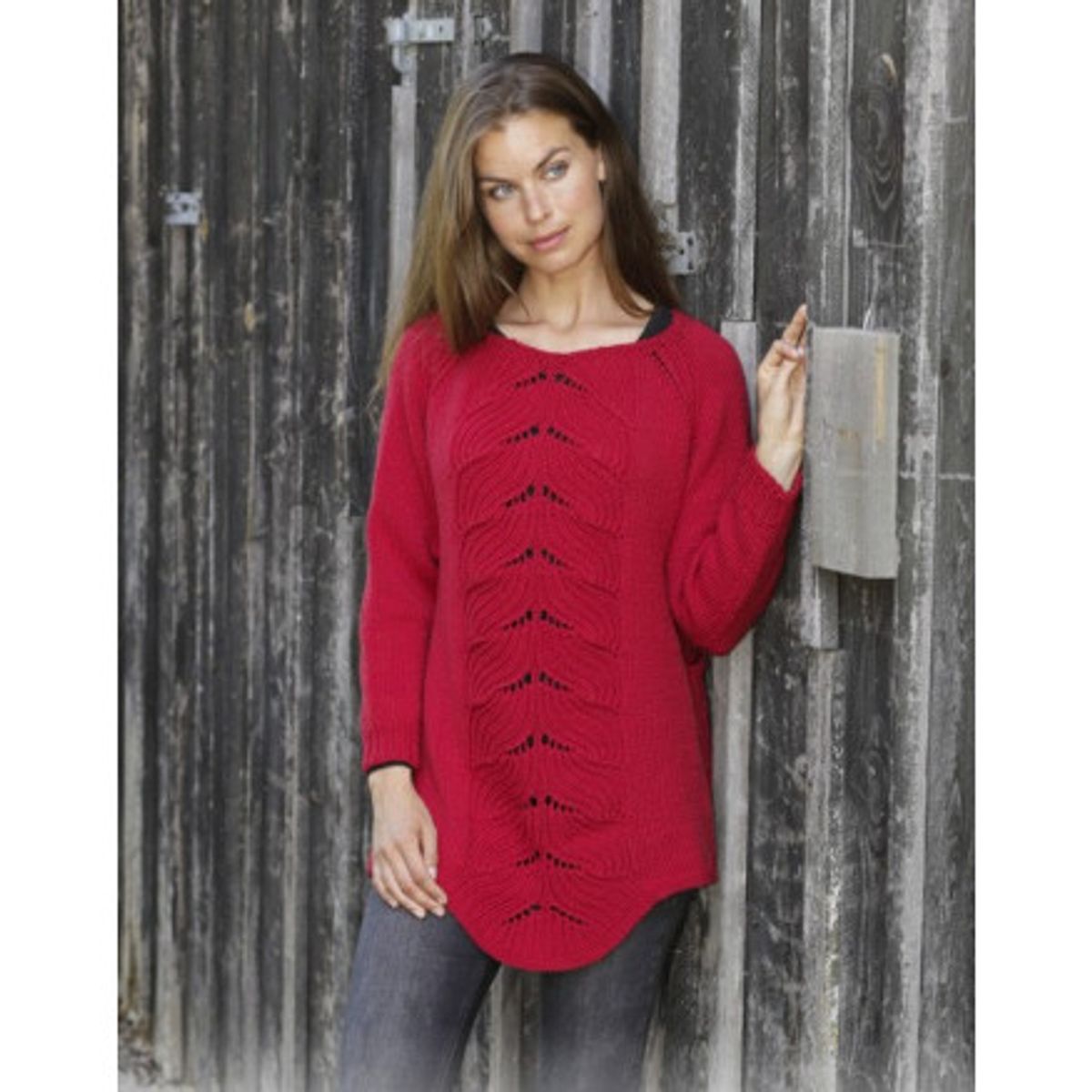 Red Tulip by DROPS Design - Bluse Strikkeopskrift str. S - XXXL - Medium