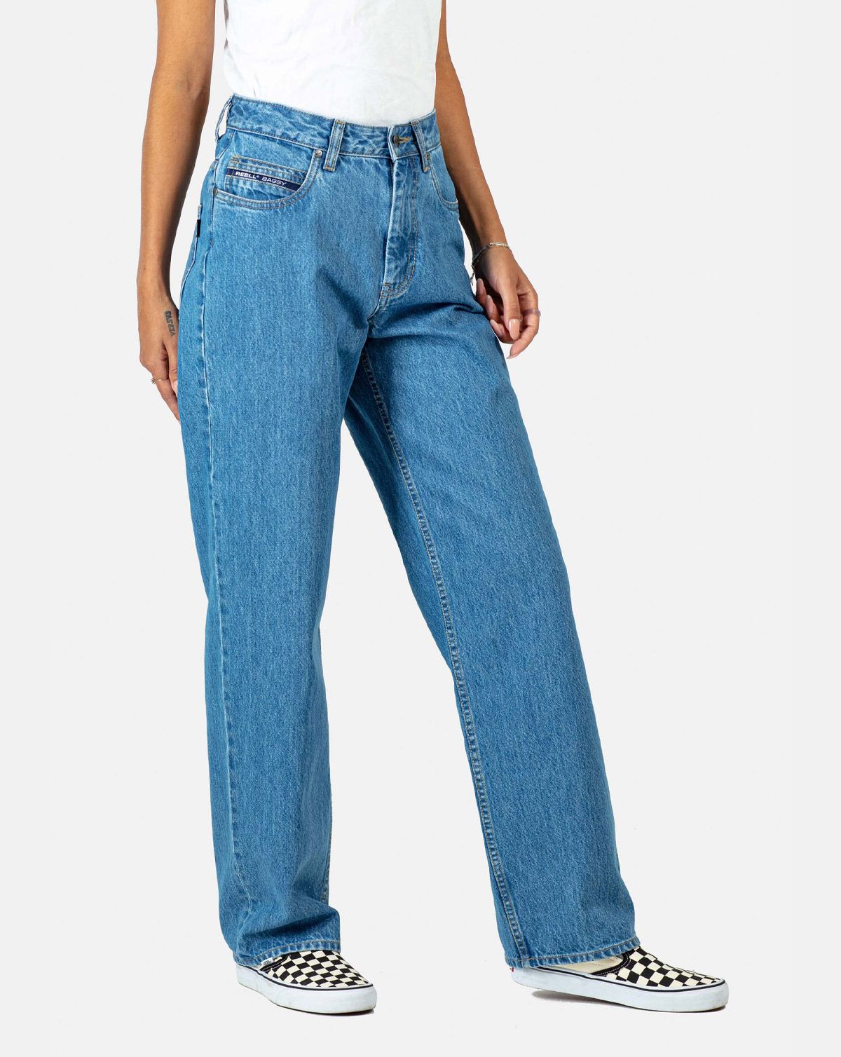 Reell Dame Betty Baggy Jeans Mid Blå