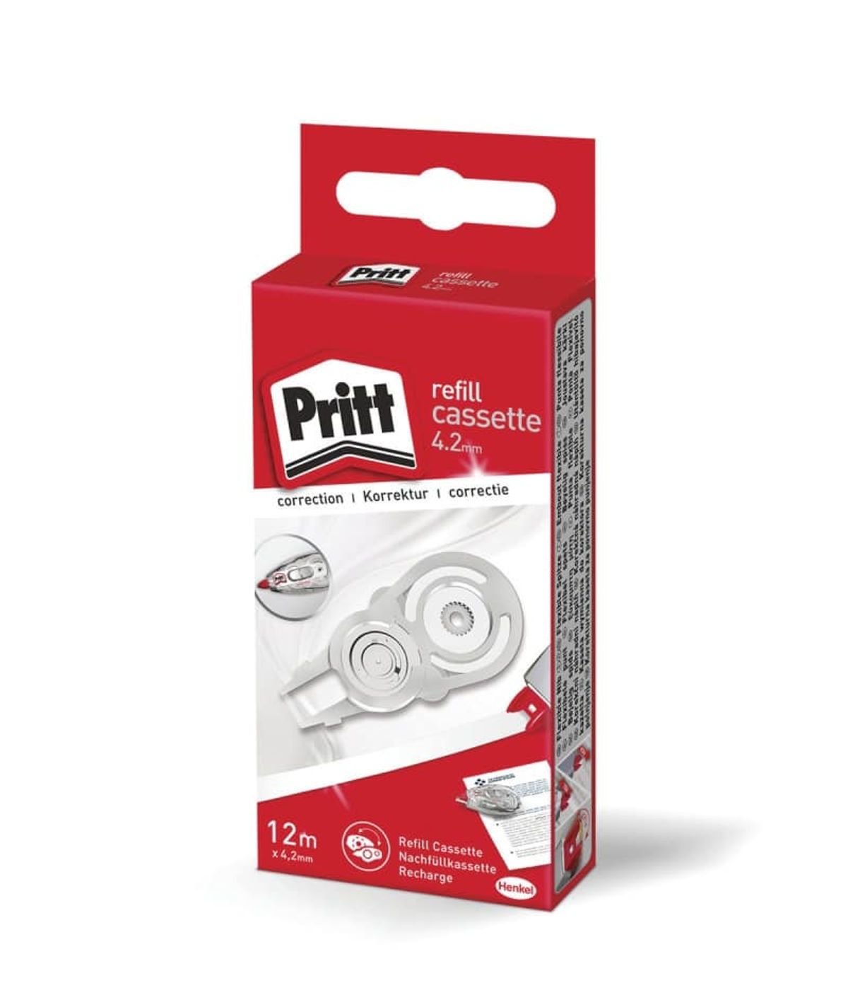 Refill-kassette til korrektionstape PRITT, 4.2mm x 12m, æske med ophæng,.