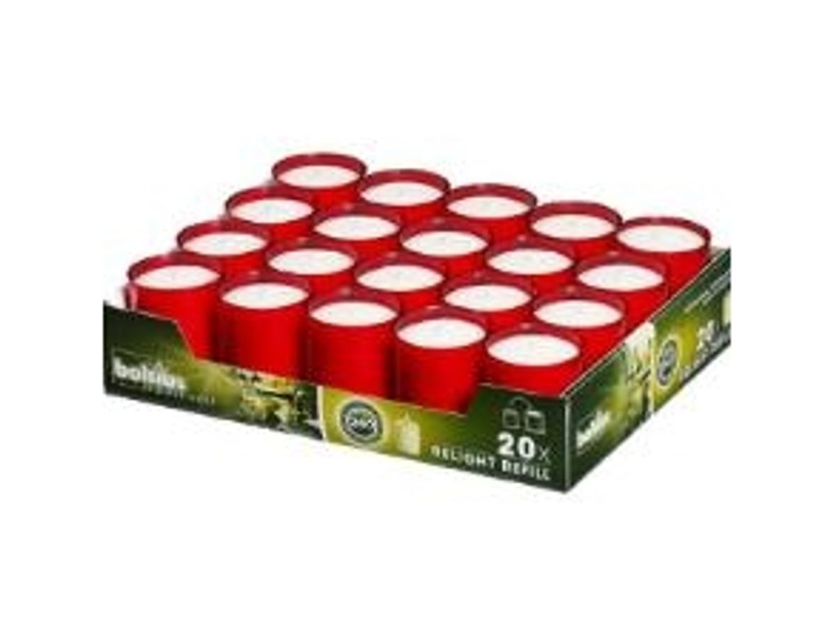 Refill Relight Brændetid 24 Timer Til Glaslys Rød,4 Pk X 20 Stk/Krt