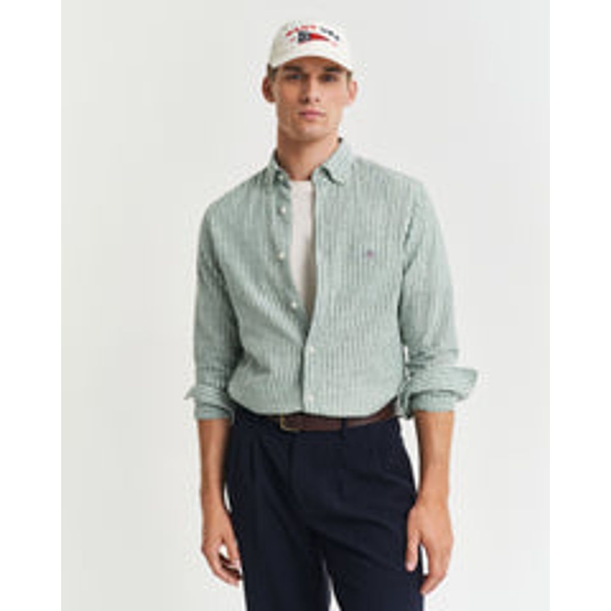 Reg Cotton Linen Stripe Shirt