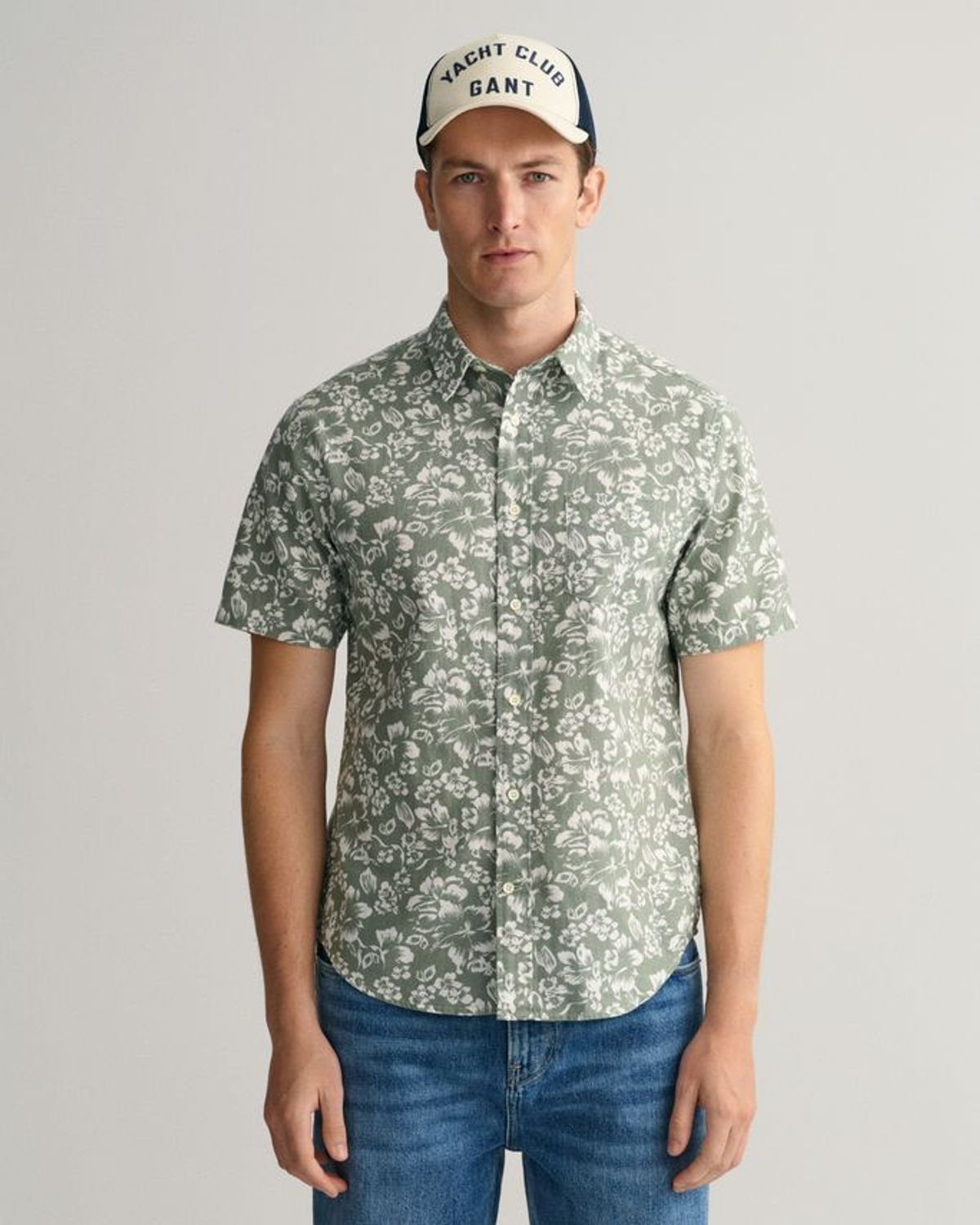 REG FLORAL COTTON LINEN SS SHIRT