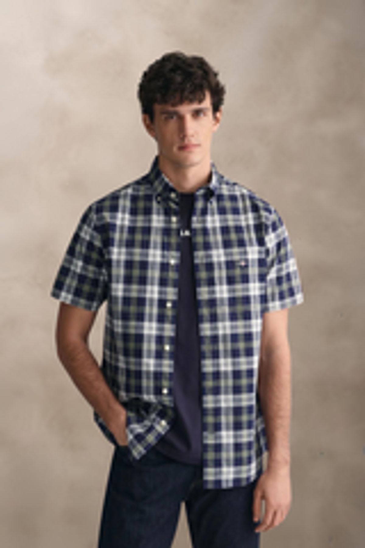 REG POPLIN CHECK SS SHIRT